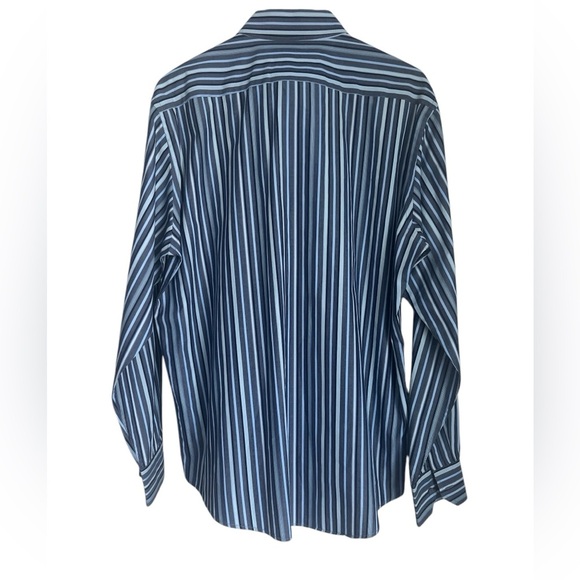 Men's Bugatchi Classic Fit Dress Shirt Blue Stripe Long Sleeve Button Up L - Picture 2 of 5